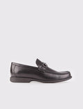 Genuine Leather Black Buckle Detail Men's Casual Shoes