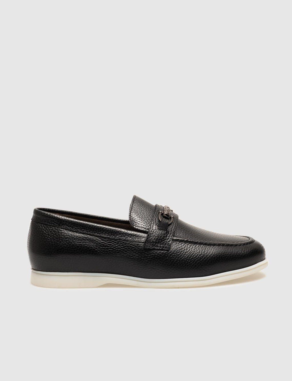 Genuine Leather Black Buckle Men's Casual Shoes