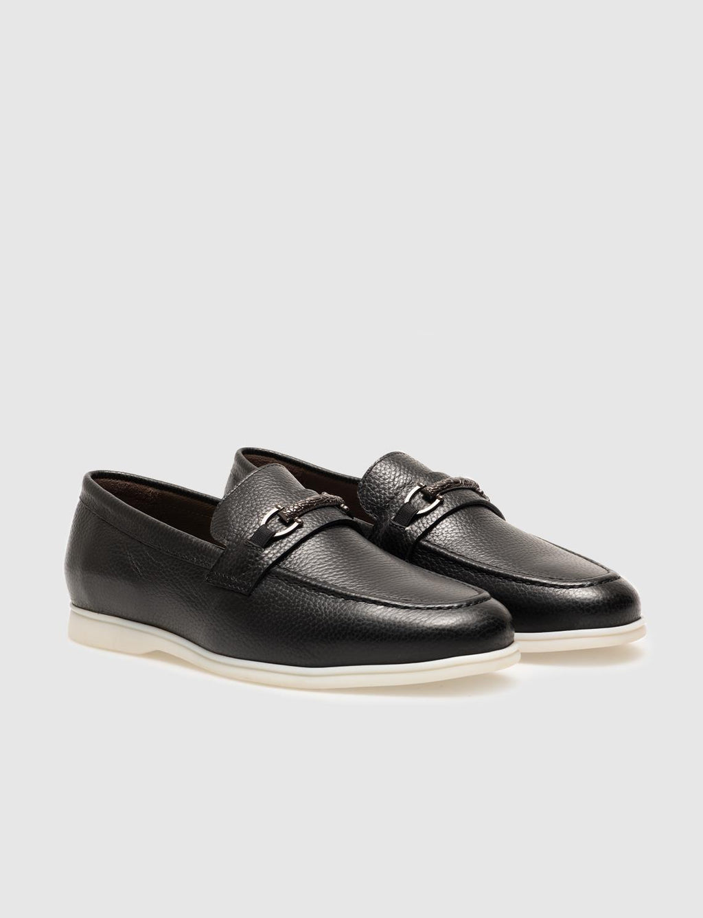 Genuine Leather Black Buckle Men's Casual Shoes