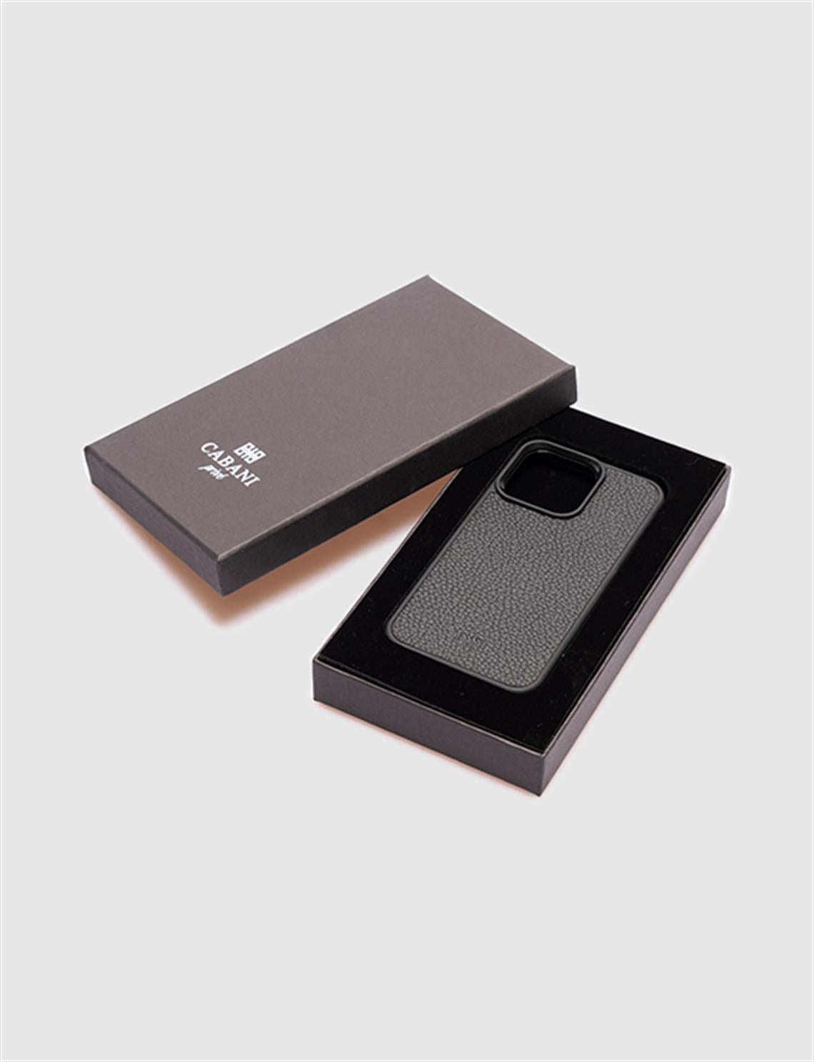 Genuine Leather iPhone 13 Pro Black Phone Case