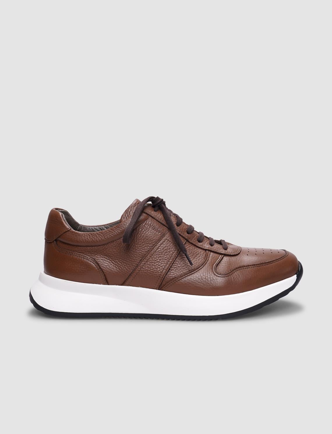 Genuine Leather Tan Lace-up Men's Athletic Shoes
