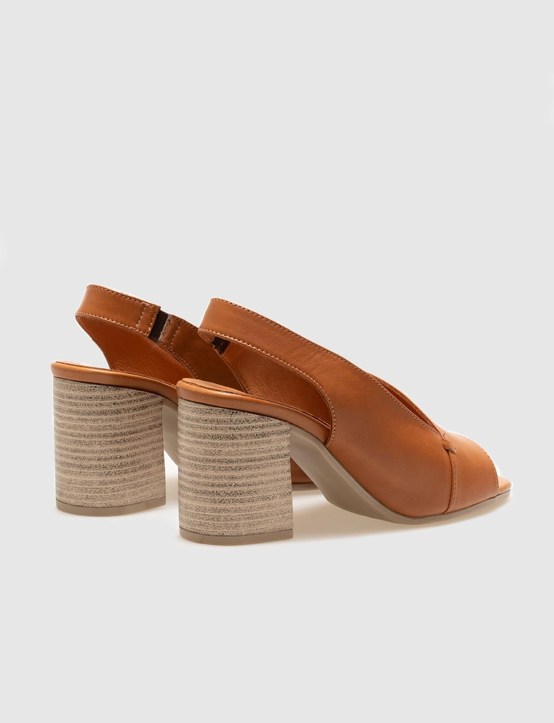 Genuine Leather Tan Women's Chunky Heel Shoes