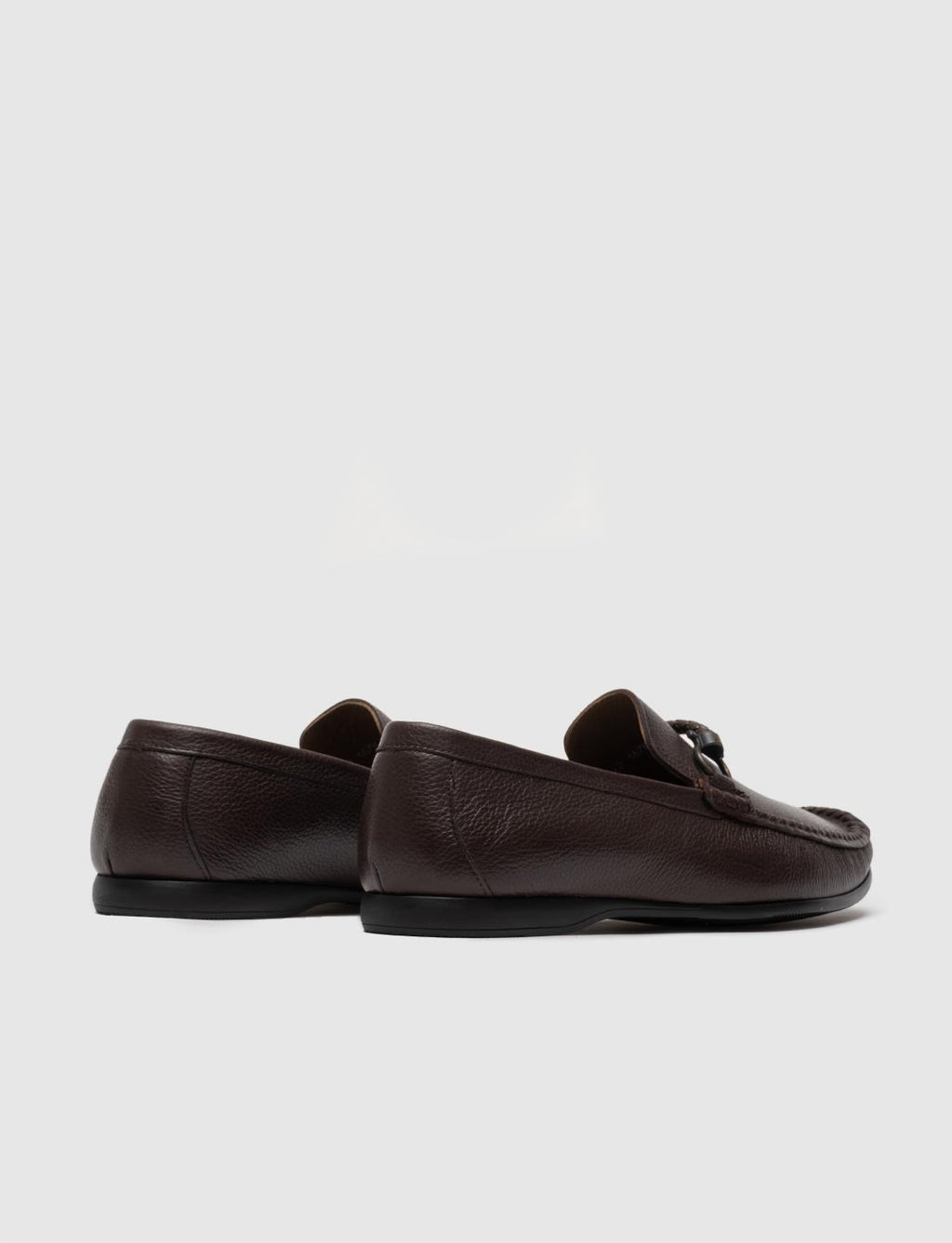 Genuine Leather Brown Men's Loafer Shoes with Buckle Detail