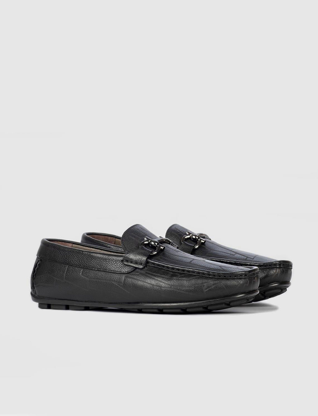 Genuine Leather Buckle Black Men's Loafer