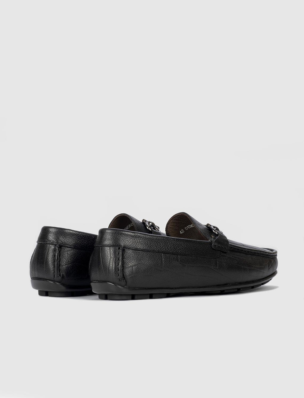 Genuine Leather Buckle Black Men's Loafer