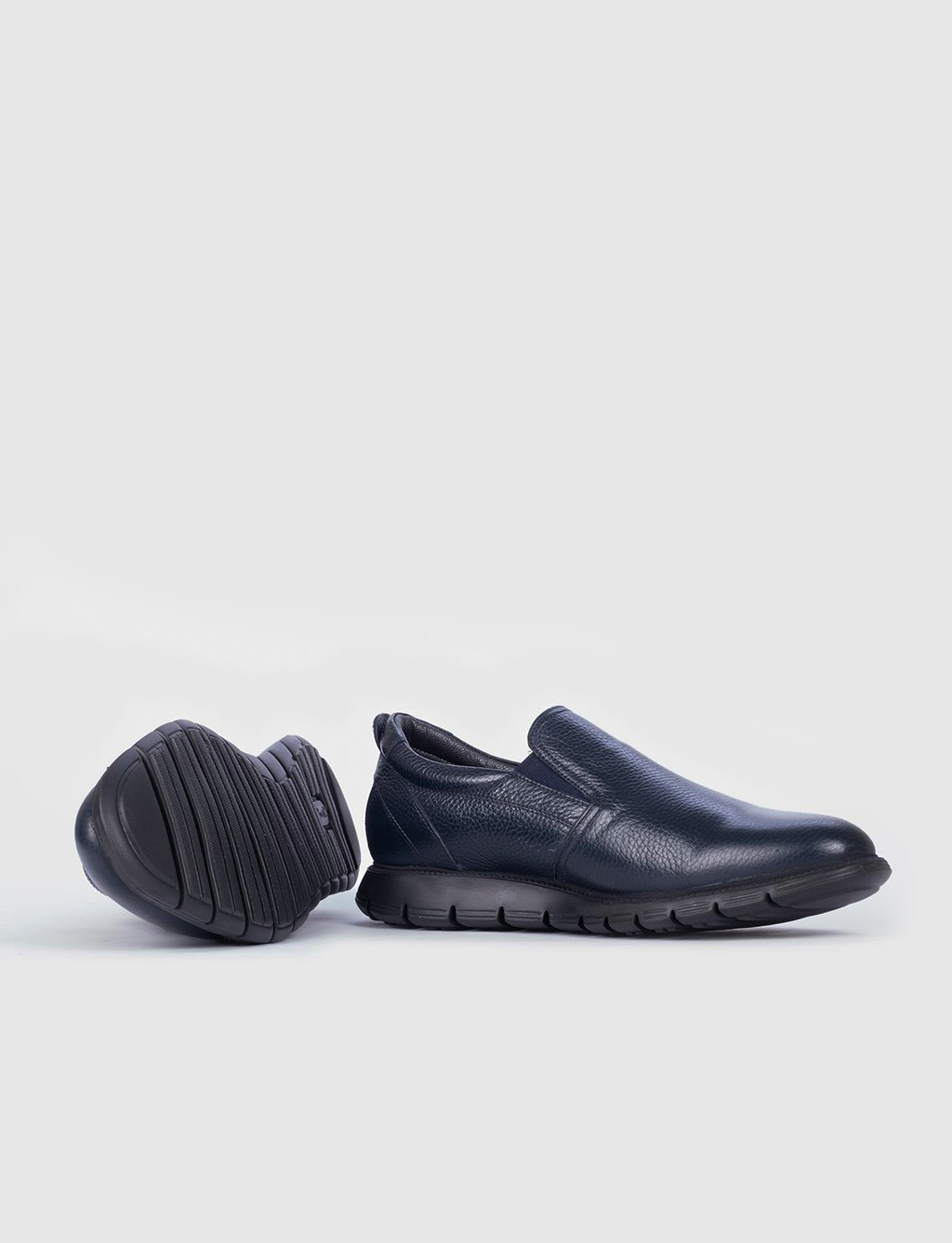 Ready-made Genuine Leather Navy Blue Men's Shoes