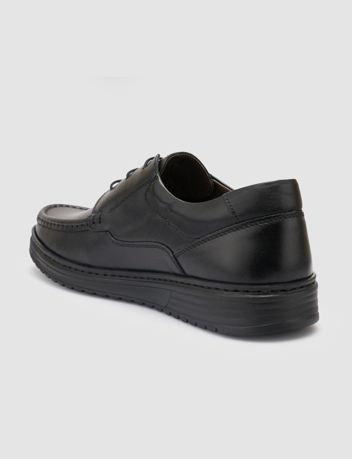 100% Genuine Leather Black Lace-up Men's Casual Shoes