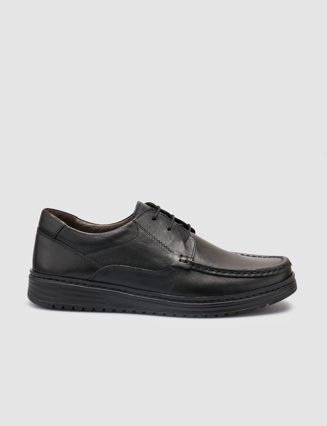 100% Genuine Leather Black Lace-up Men's Casual Shoes