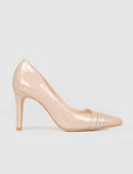 Women's Stiletto Heels in Beige, Genuine Leather, with Thin Heels