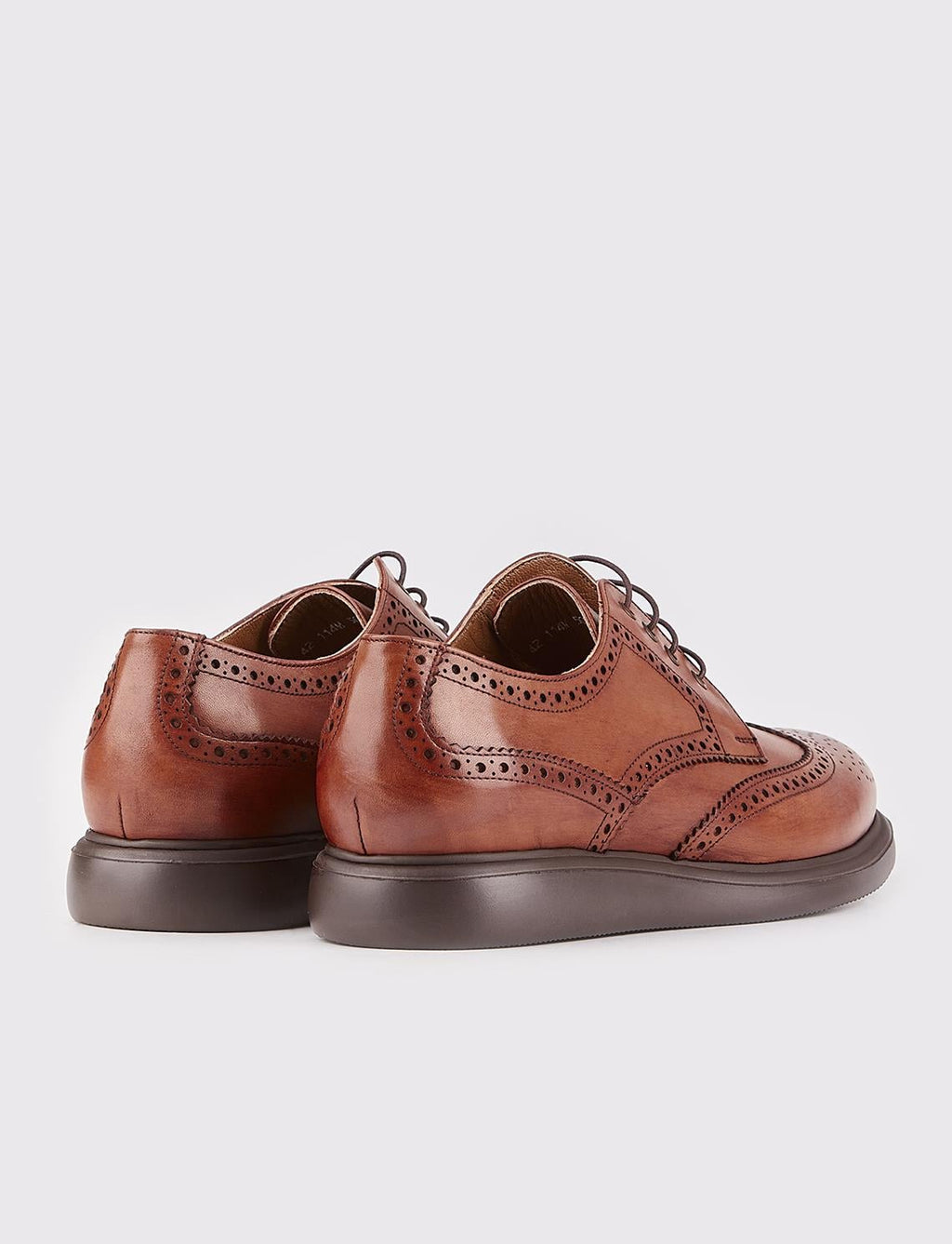 Genuine Leather Men's Casual Shoes with Gel Sole and Tan Lace-up