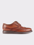 Genuine Leather Men's Casual Shoes with Gel Sole and Tan Lace-up