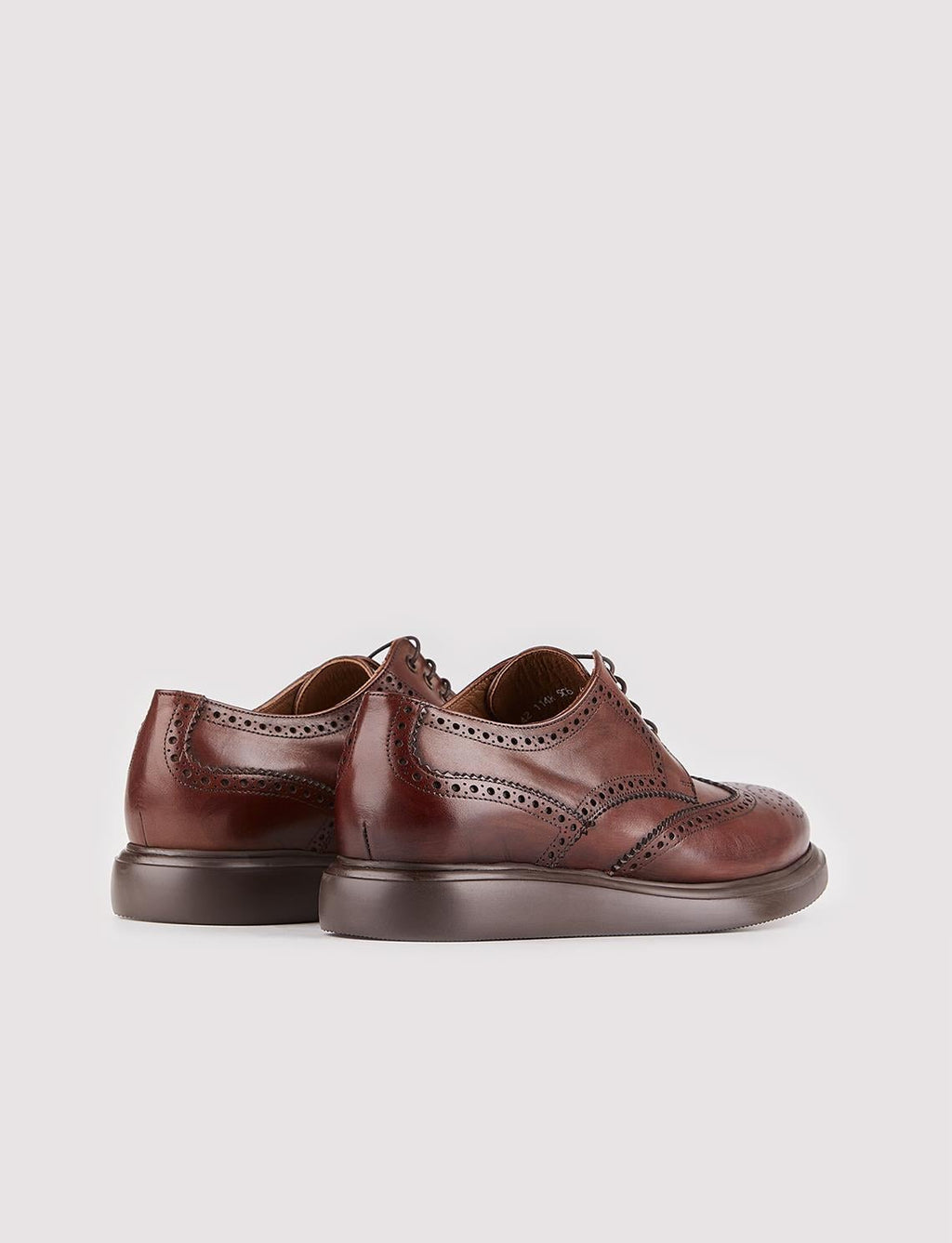 Eva Sole Genuine Leather Textured Brown Lace-up Men's Casual Shoes