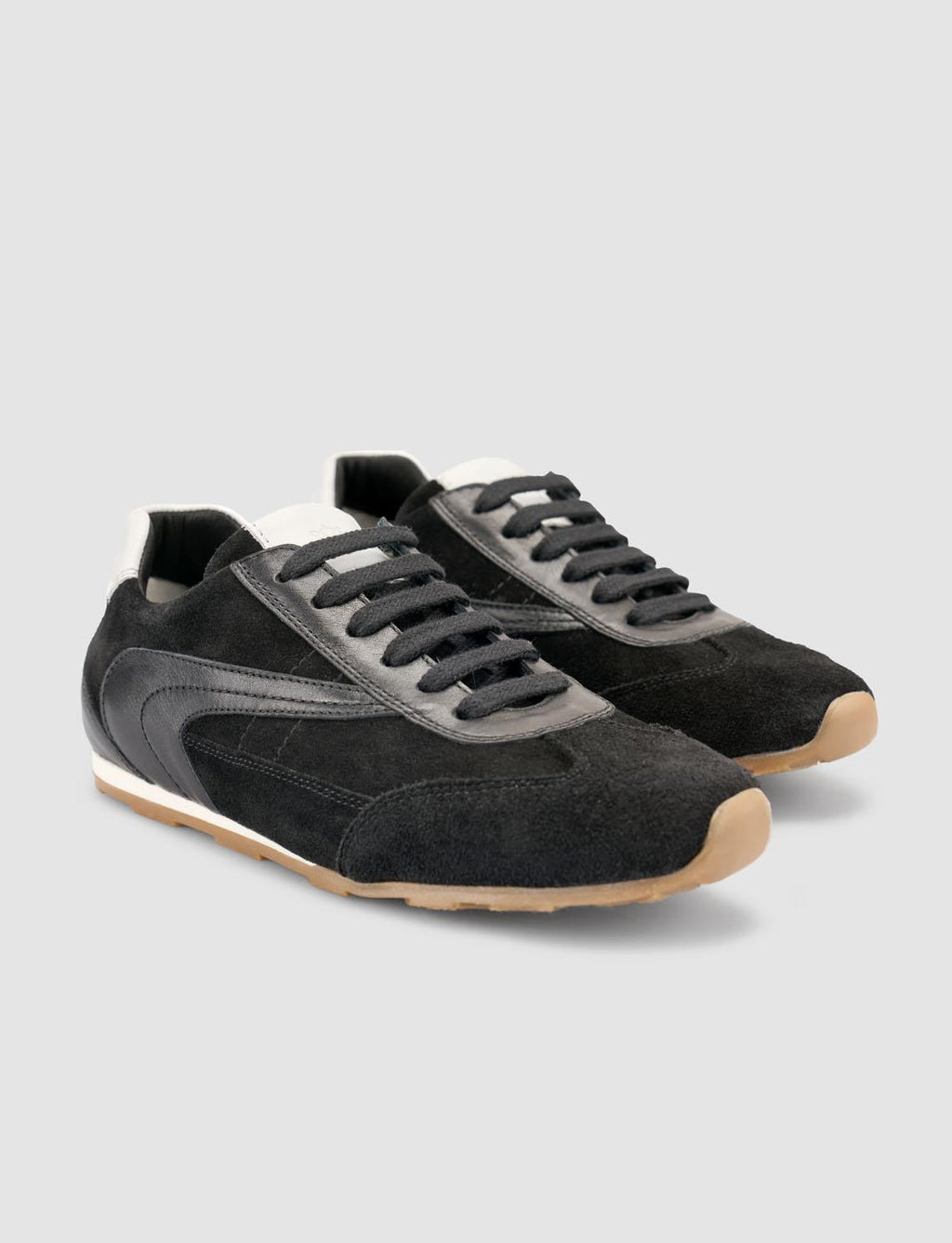 100% Genuine Leather Black Suede Lace-up Women's Sneaker