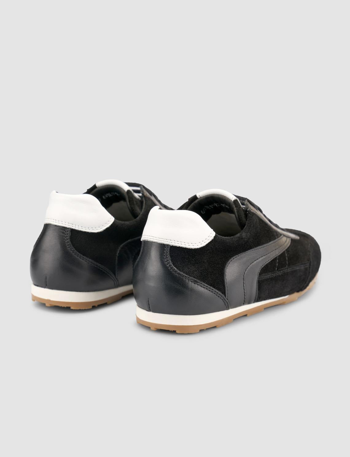 100% Genuine Leather Black Suede Lace-up Women's Sneaker