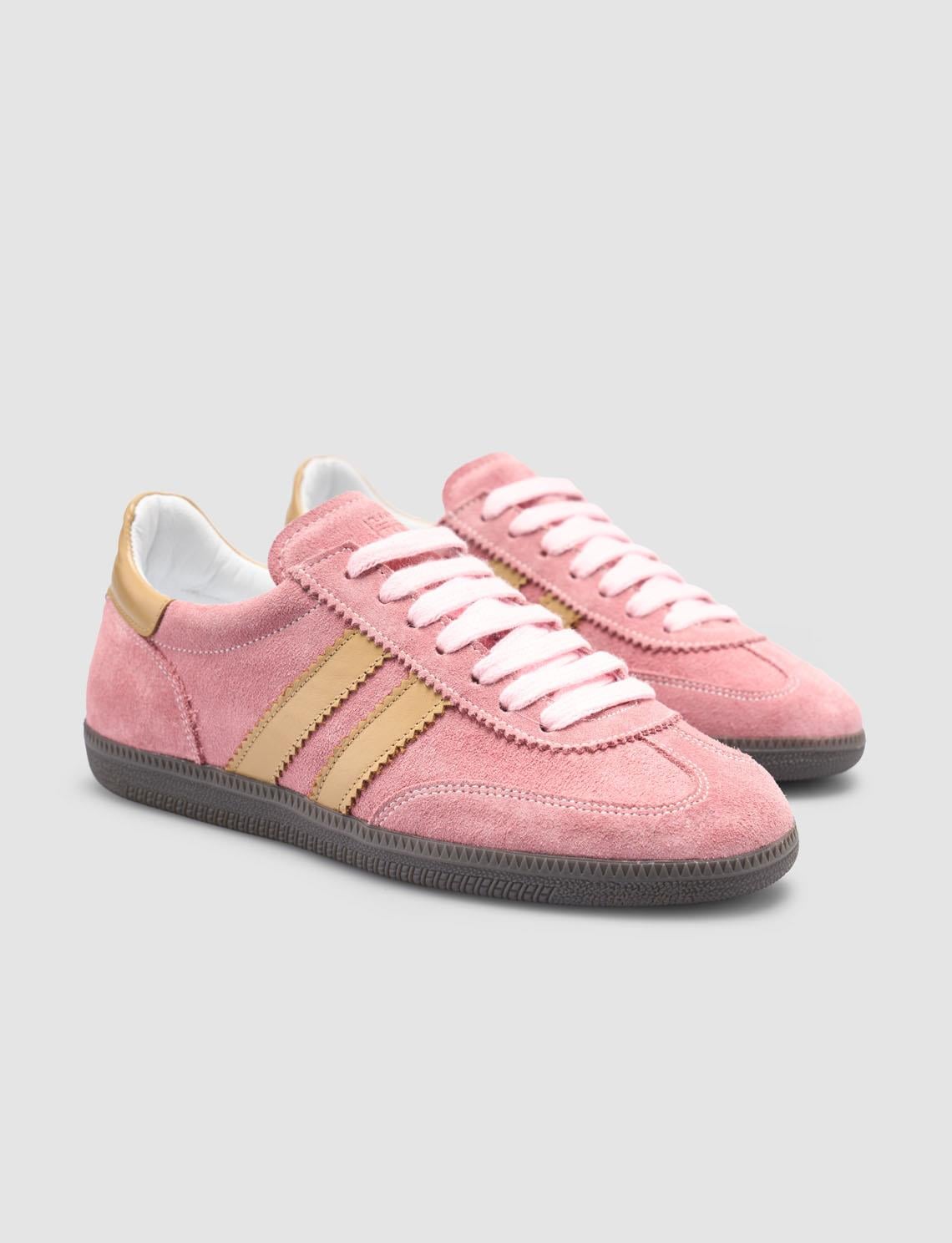 100% Genuine Leather Pink Lace-up Women's Sneaker