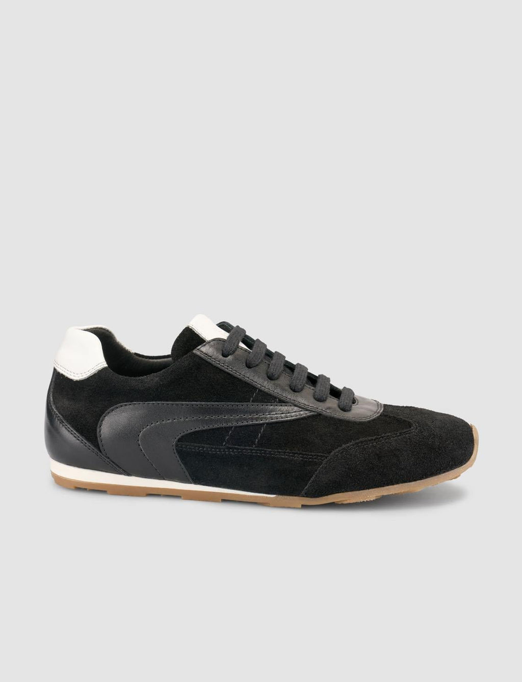 100% Genuine Leather Black Suede Lace-up Women's Sneaker
