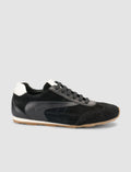100% Genuine Leather Black Suede Lace-up Women's Sneaker