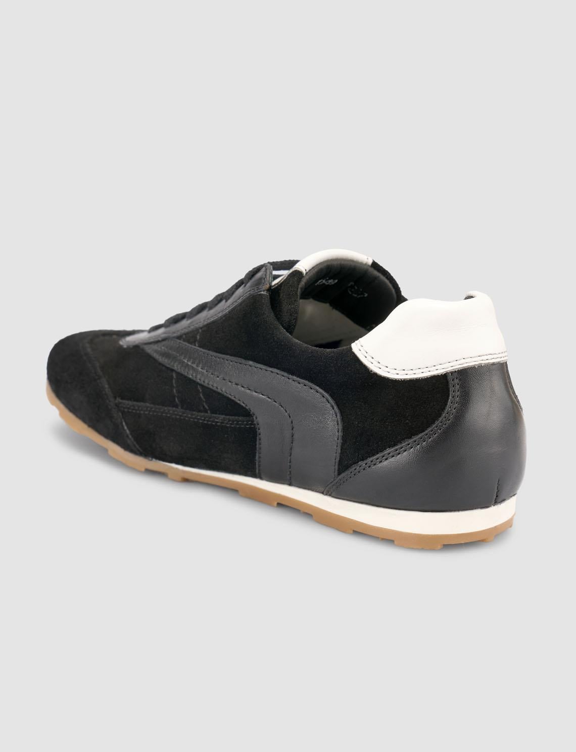 100% Genuine Leather Black Suede Lace-up Women's Sneaker