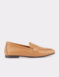 Women's Genuine Leather Tan Loafer Shoes