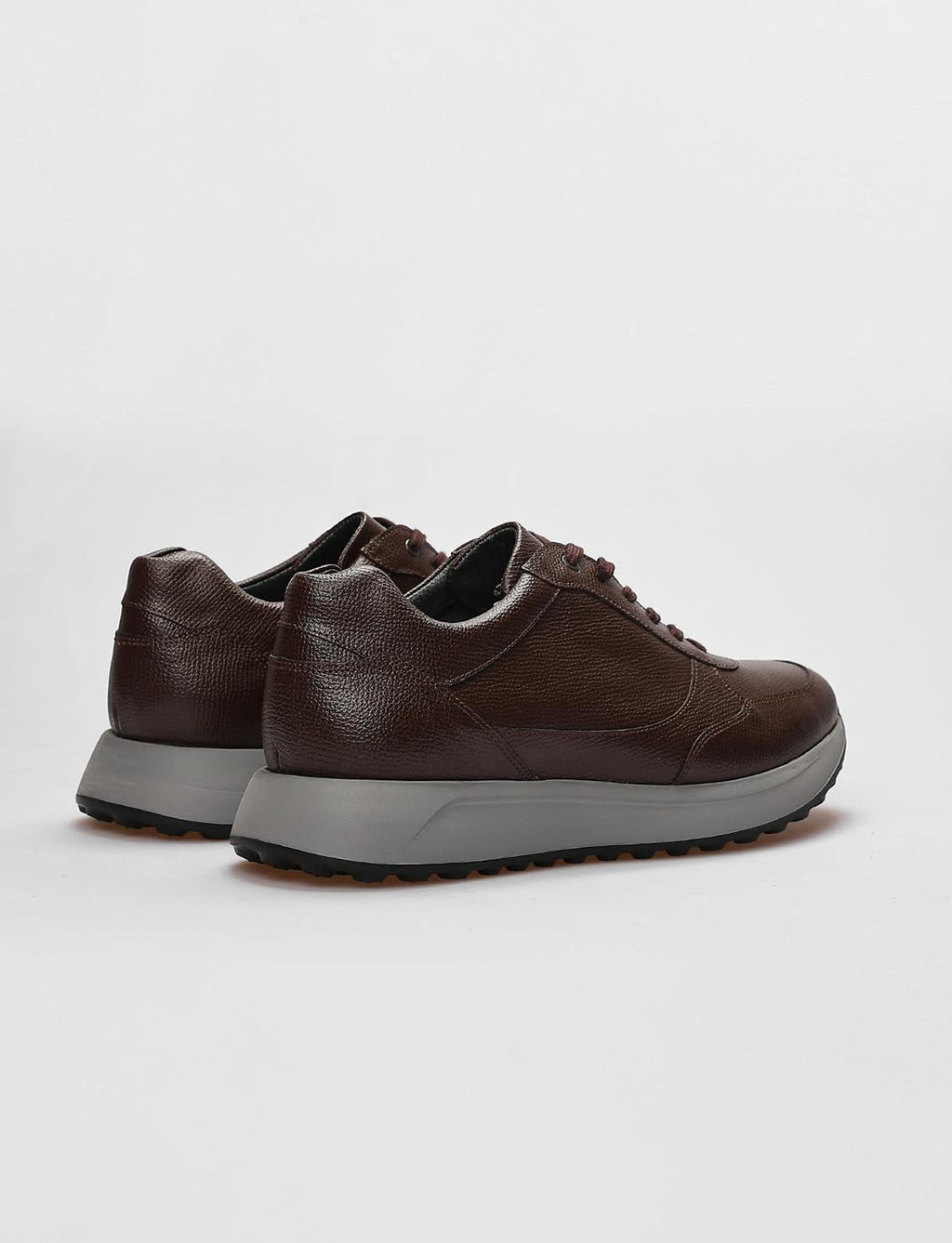 Genuine Leather Brown Lace-up Men's Athletic Shoes