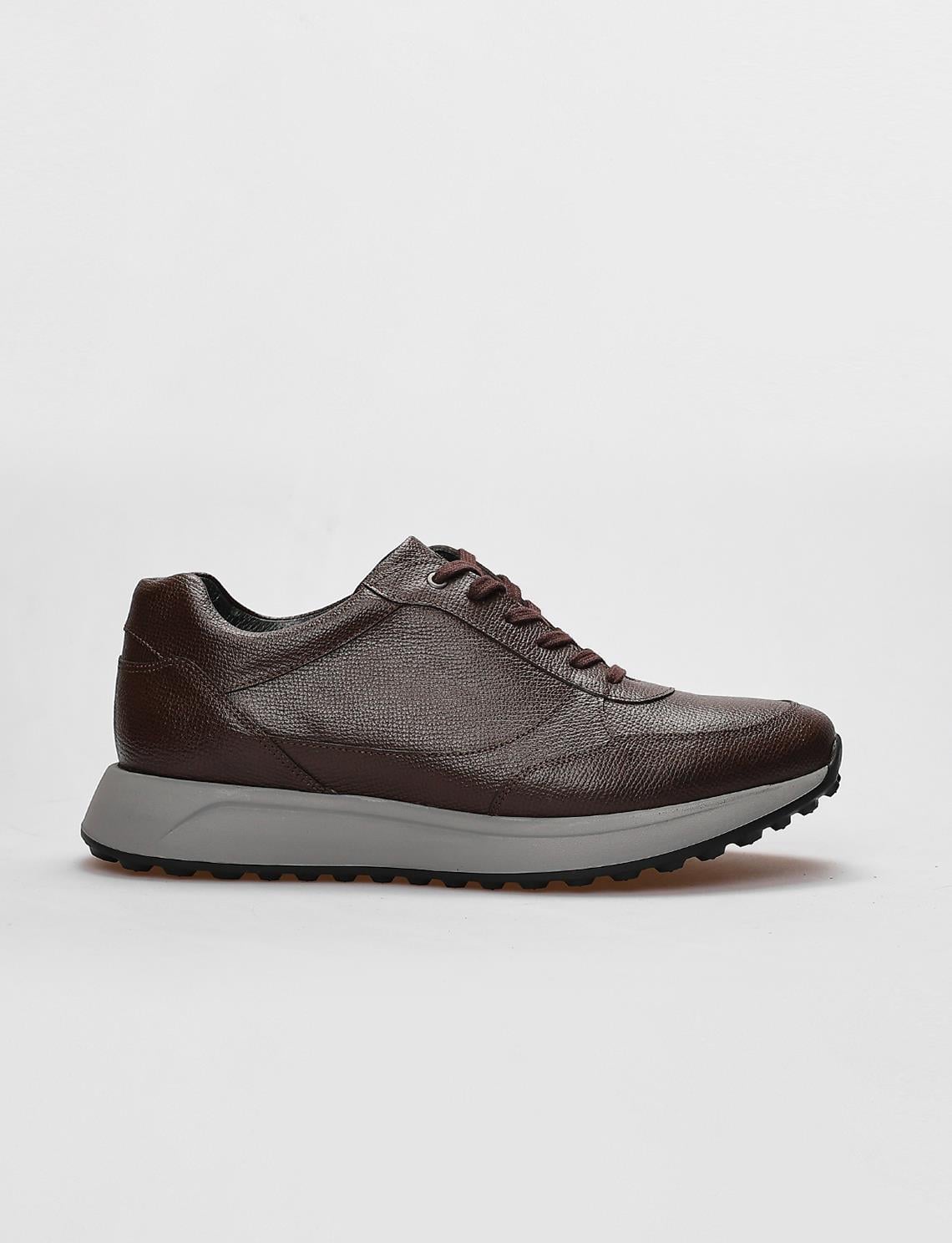Genuine Leather Brown Lace-up Men's Athletic Shoes