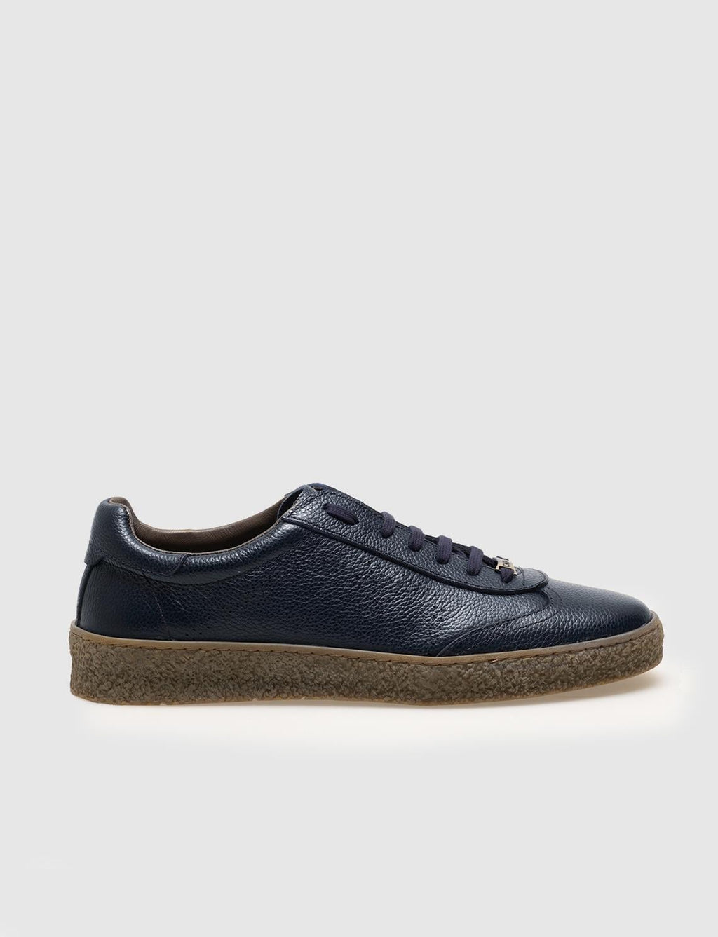 Navy Blue Men's Athletic Shoes with Rubber Sole and Genuine Leather Laces