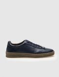Navy Blue Men's Athletic Shoes with Rubber Sole and Genuine Leather Laces