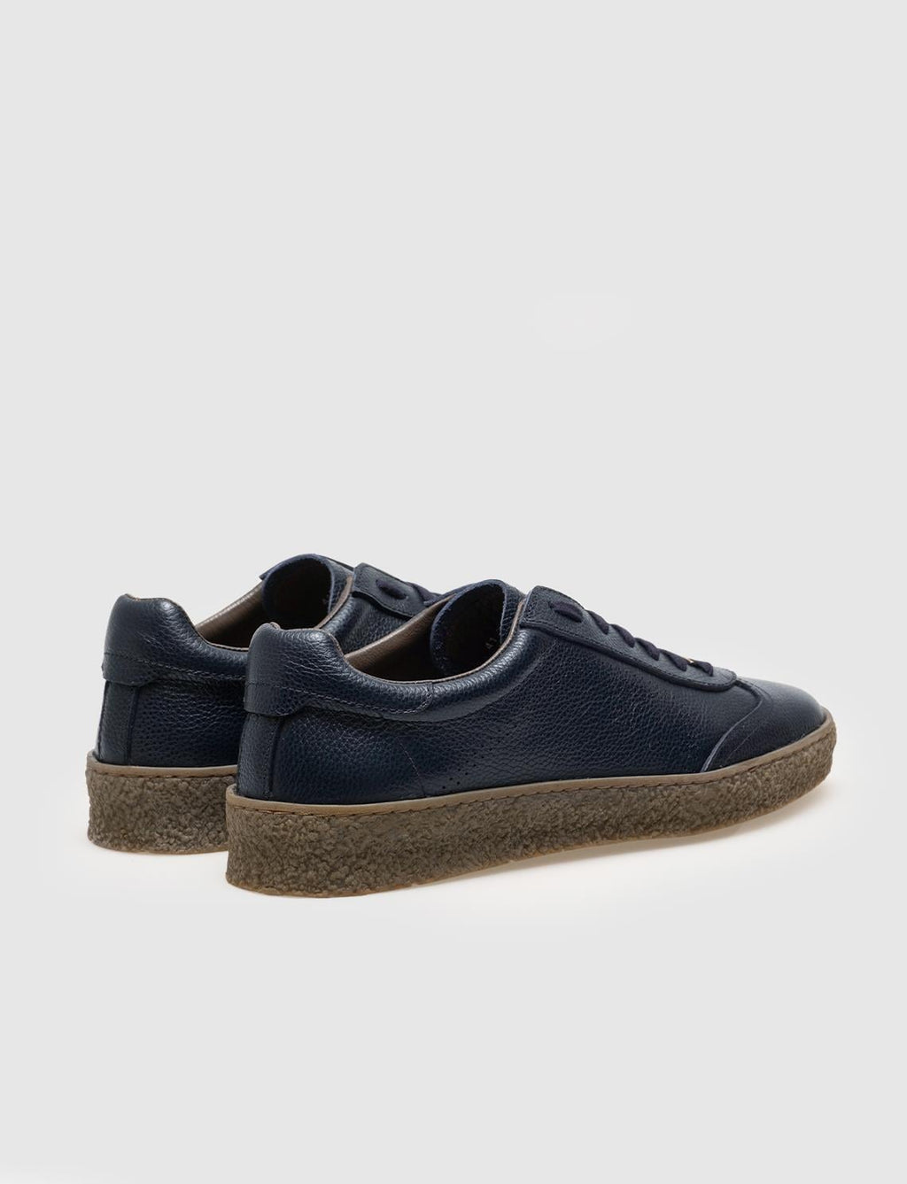 Navy Blue Men's Athletic Shoes with Rubber Sole and Genuine Leather Laces