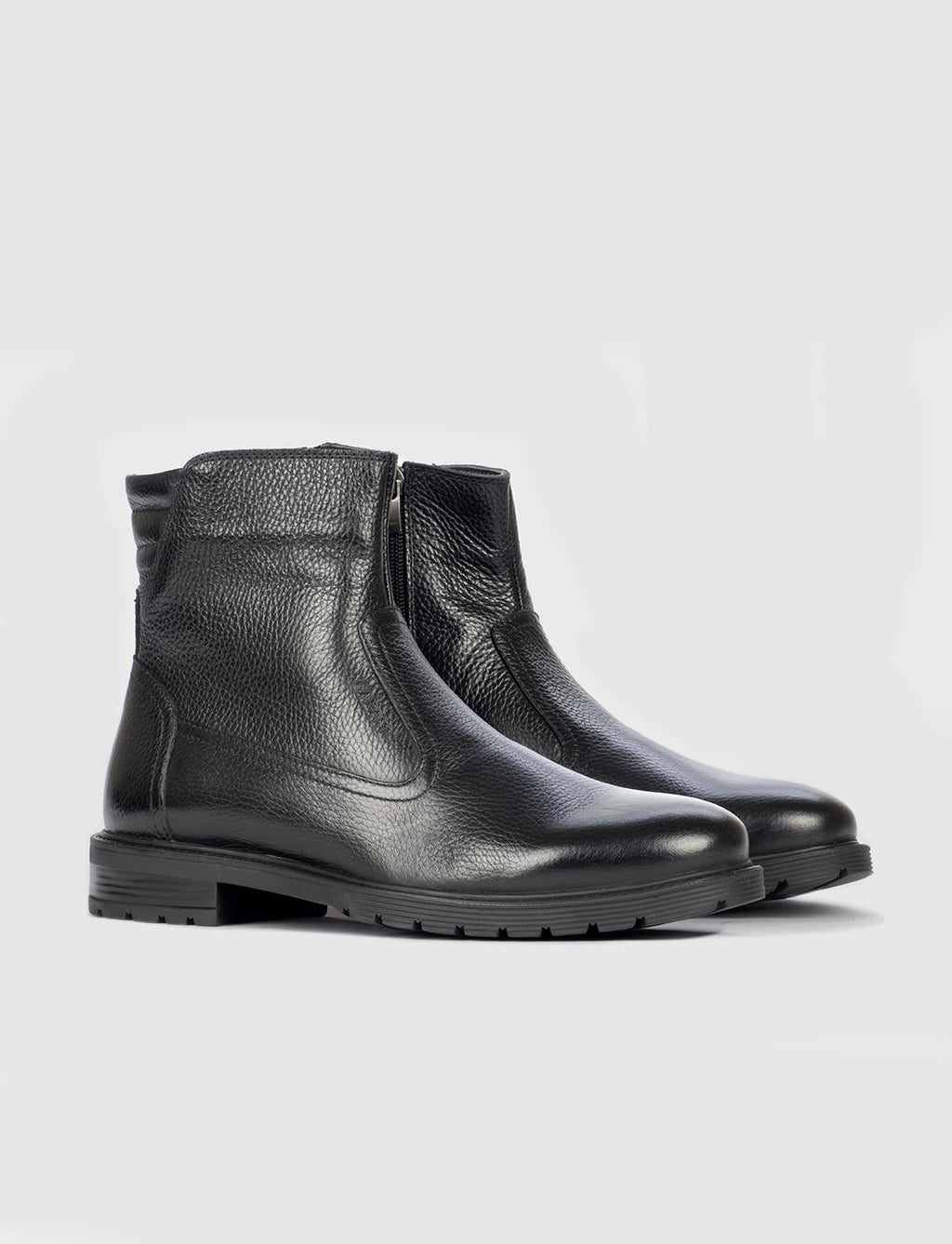 Rubber Sole Genuine Leather Black Men's Casual Boots