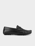 Rubber Sole Genuine Leather Black Men's Loafer