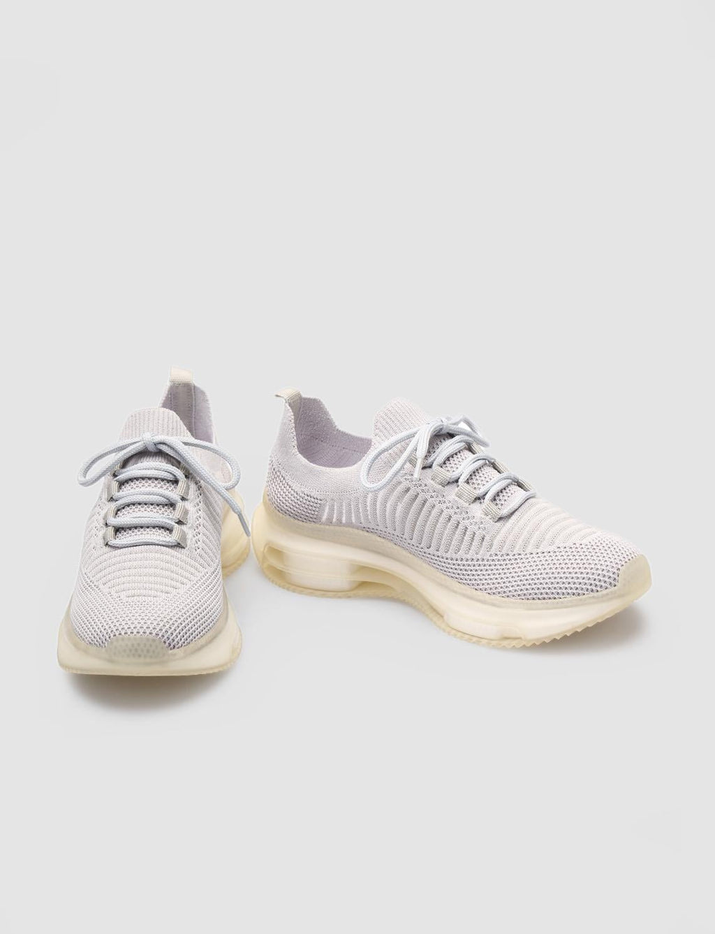 Grey Lace-up Women's Sneaker Sports Shoes with Rubber Sole