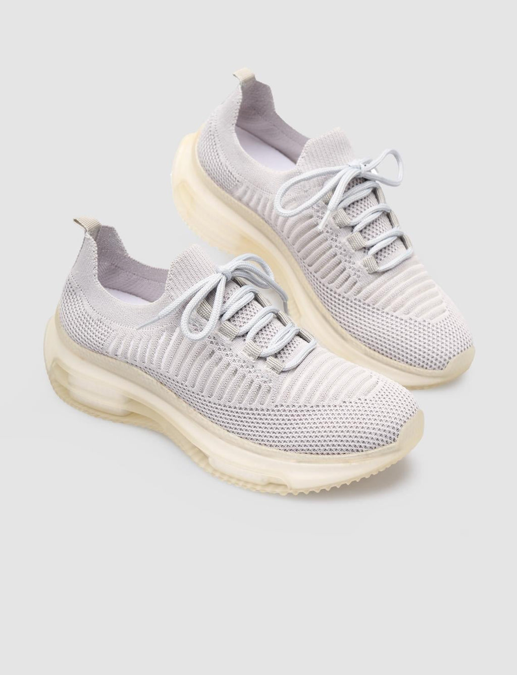 Grey Lace-up Women's Sneaker Sports Shoes with Rubber Sole