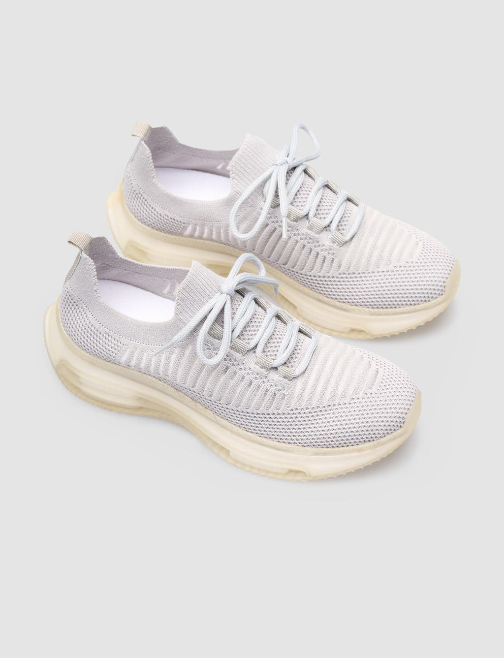 Grey Lace-up Women's Sneaker Sports Shoes with Rubber Sole