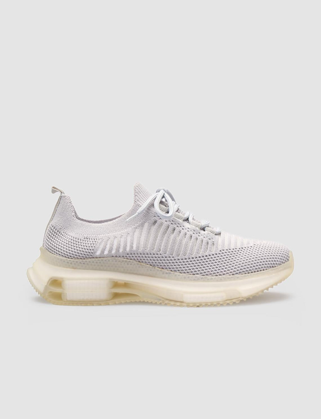 Grey Lace-up Women's Sneaker Sports Shoes with Rubber Sole