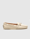 Genuine Leather Beige Women's Loafer Shoes with Rubber Sole