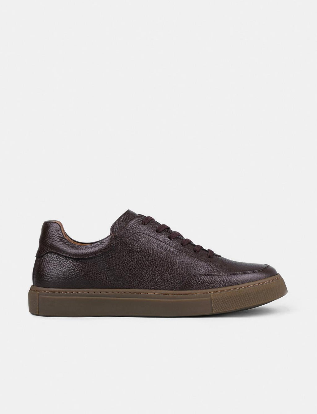 Genuine Leather Brown Lace-up Men's Athletic Shoes with Rubber Sole