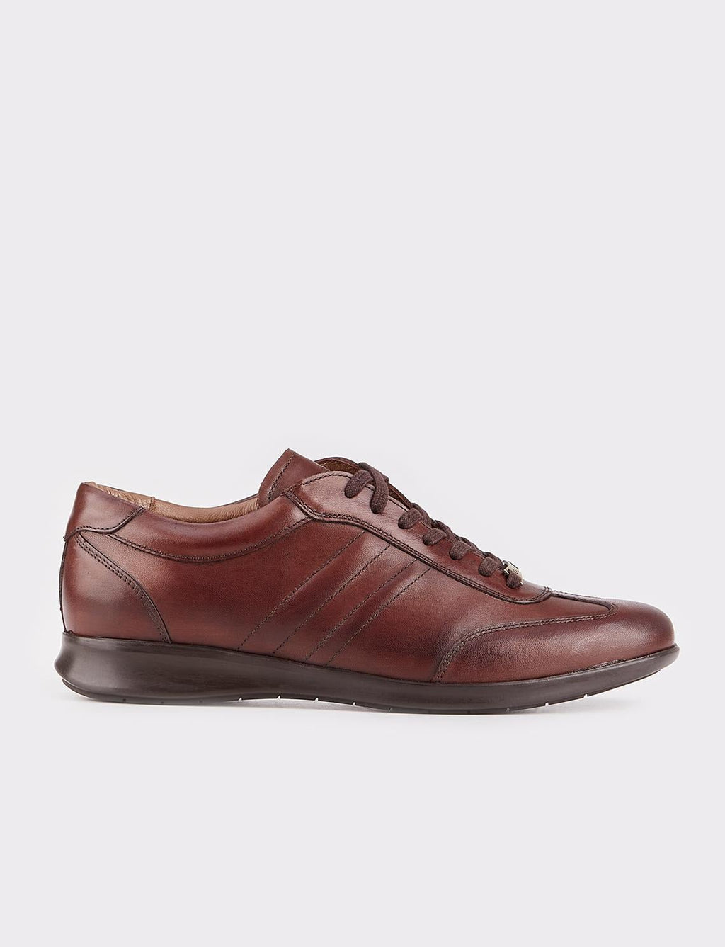 Non-Slip Sole Genuine Leather Brown Lace-Up Men's Casual Shoes
