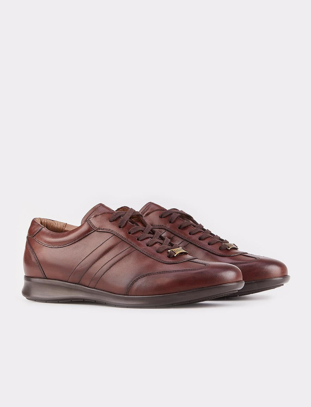 Non-Slip Sole Genuine Leather Brown Lace-Up Men's Casual Shoes