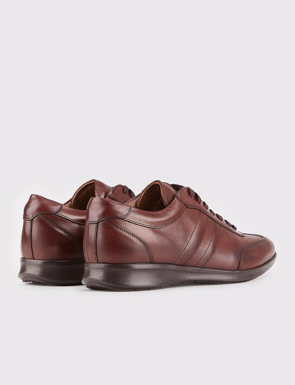 Non-Slip Sole Genuine Leather Brown Lace-Up Men's Casual Shoes