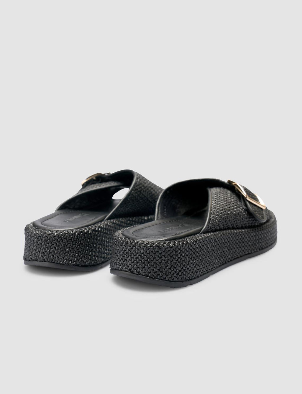 Black Women's Slippers with Woven Details