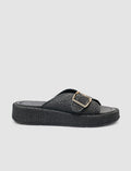 Black Women's Slippers with Woven Details
