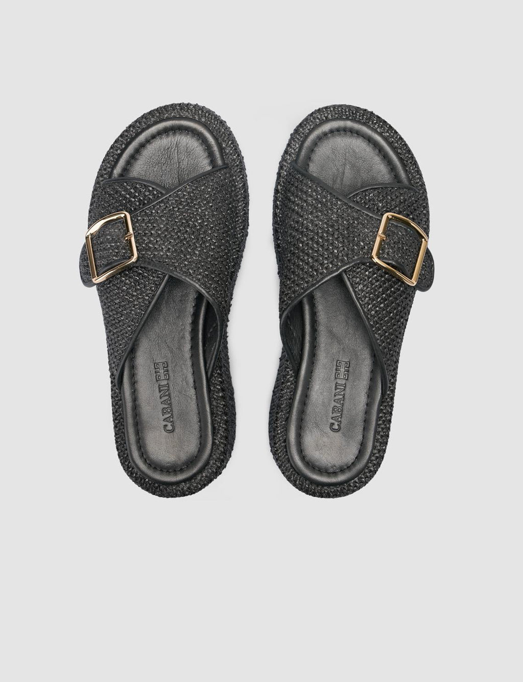 Black Women's Slippers with Woven Details