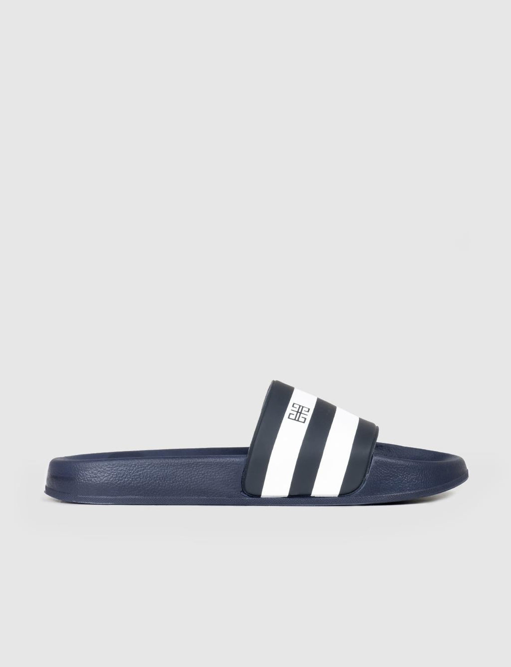 Navy Blue and White Rubber Sole Men's Slippers
