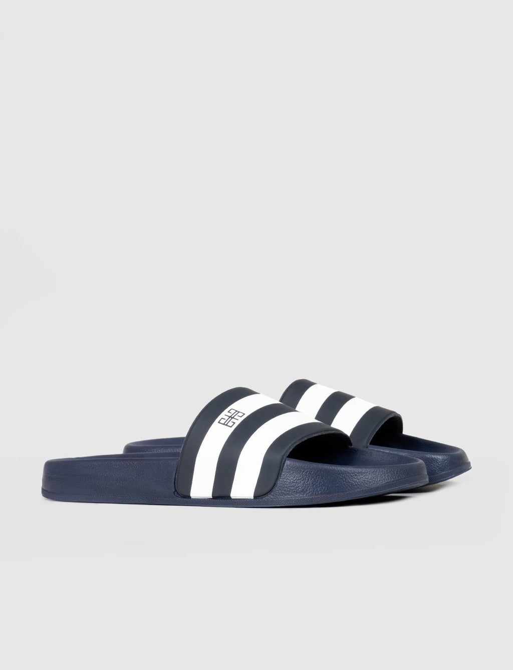 Navy Blue and White Rubber Sole Men's Slippers