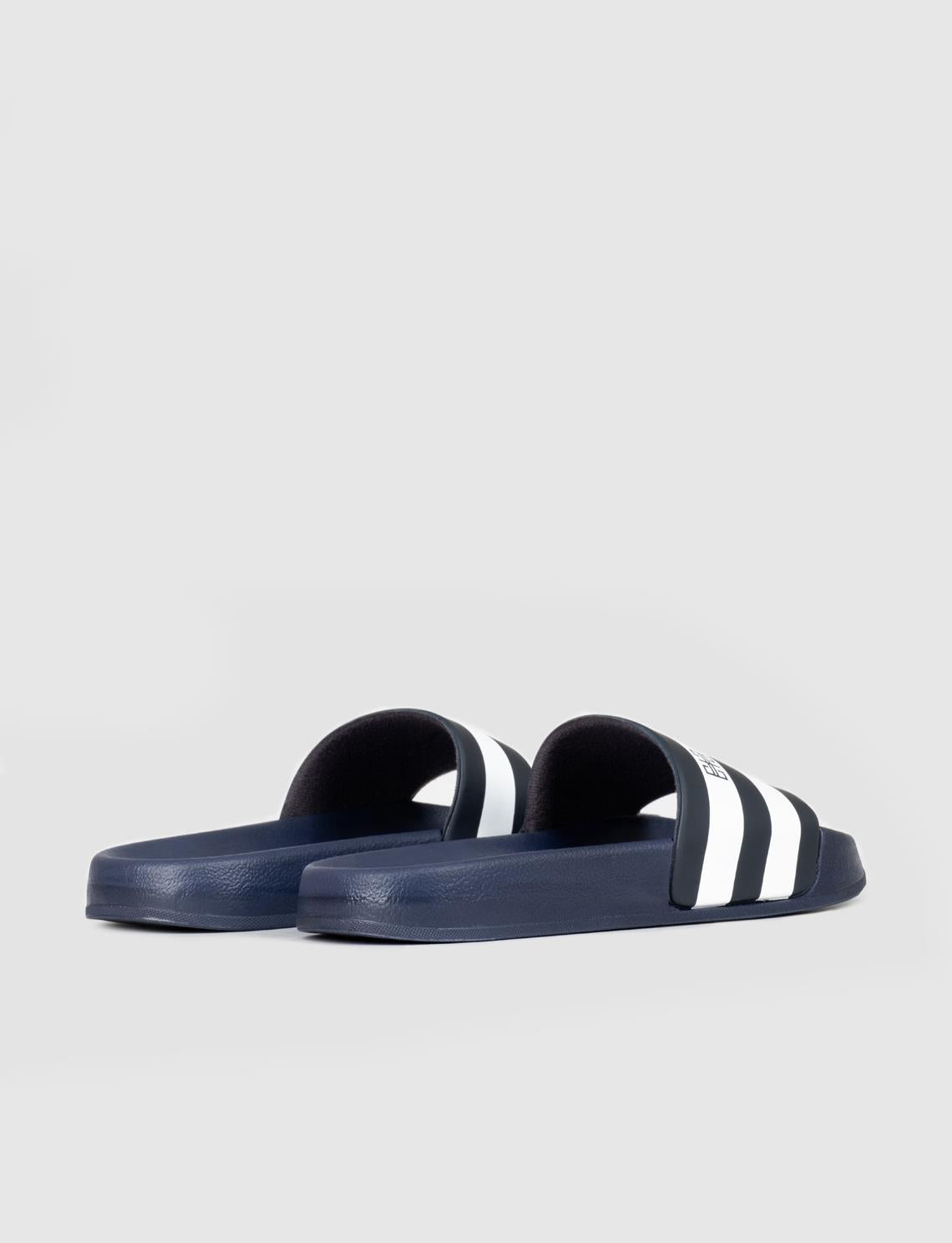 Navy Blue and White Rubber Sole Men's Slippers