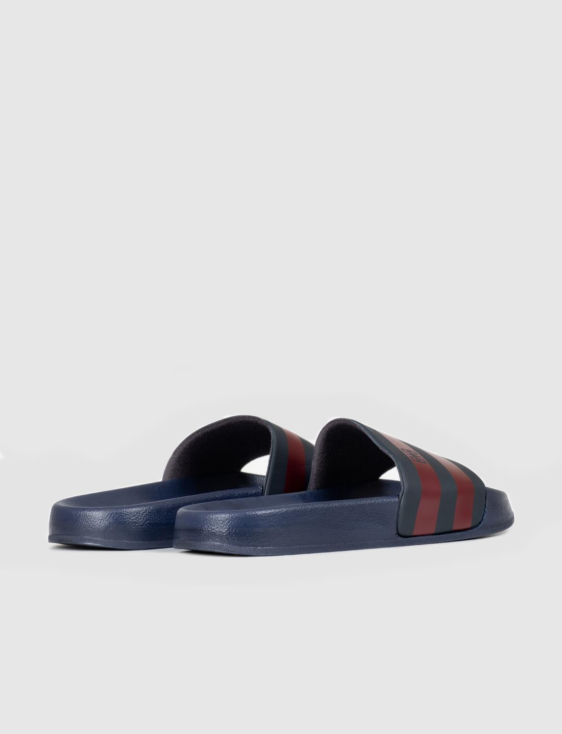Navy Blue - Burgundy Rubber Sole Men's Slippers