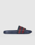 Navy Blue - Burgundy Rubber Sole Men's Slippers