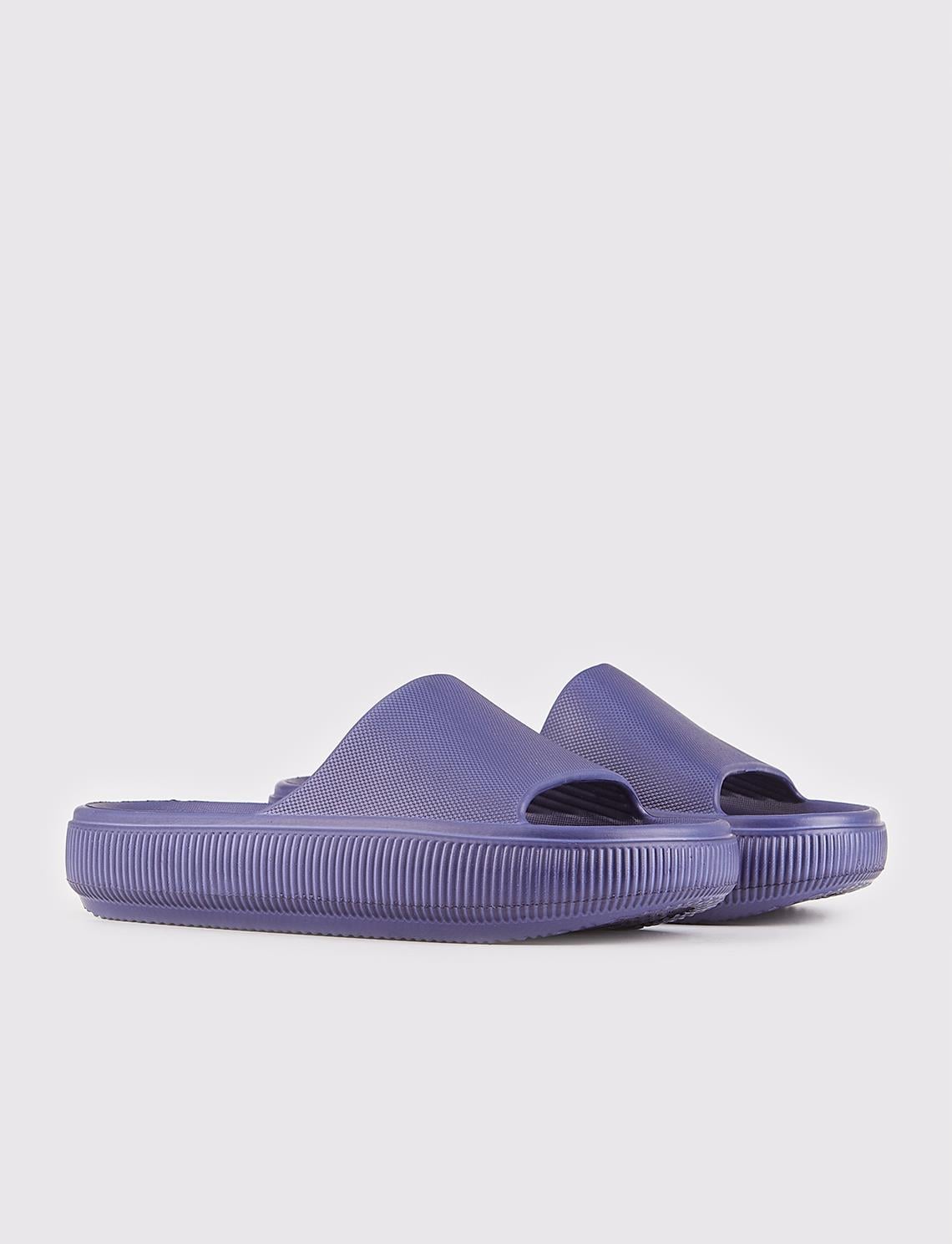 Navy Blue Flat Women's Slippers