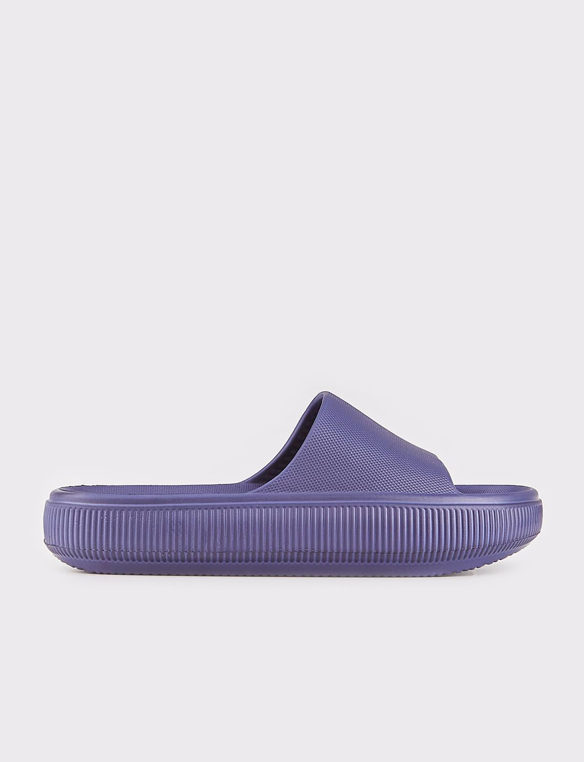 Navy Blue Flat Women's Slippers