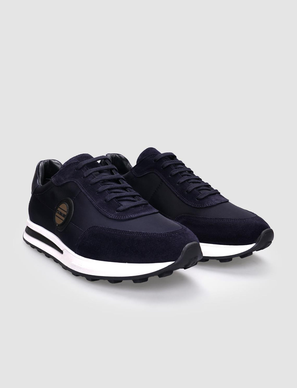 Navy Blue Knitted Lace-up Men's Athletic Shoes